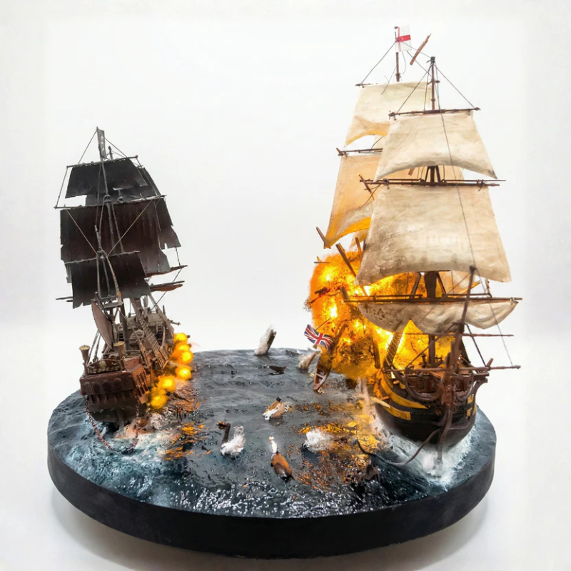 HMS Victory & Pirate Raider: Caribbean Sea Battle Diorama