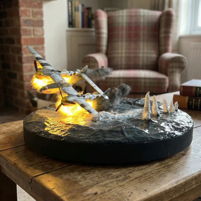 P-38 Lightning: Emergency Crash Landing Over the Sea Diorama