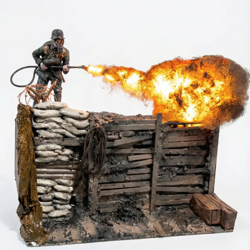 WWI Stormtrooper: Flamethrower Assault on the Trenches Diorama